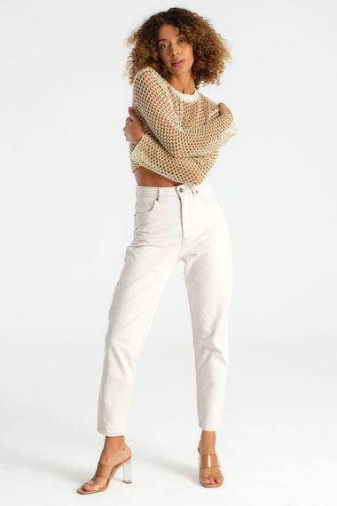 High Waist Beige Mom Jean - photo 4