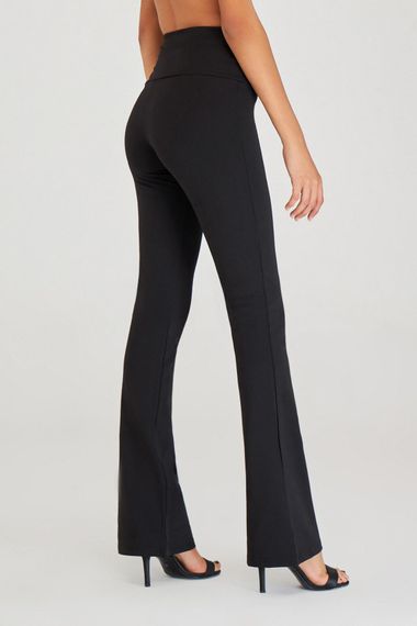 Women's Black Color Comfort Flare Cut Diving Fabric Trousers - photo 2