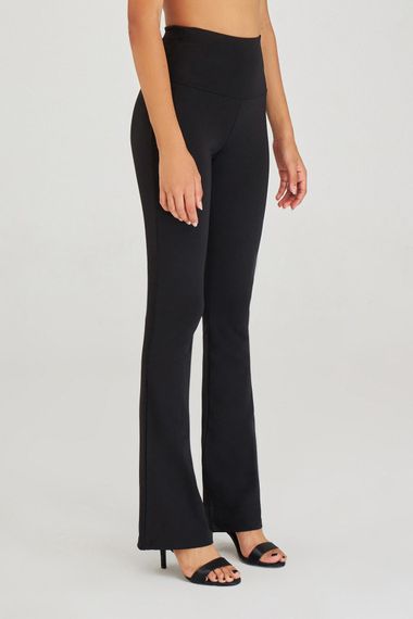 Women's Black Color Comfort Flare Cut Diving Fabric Trousers - photo 3