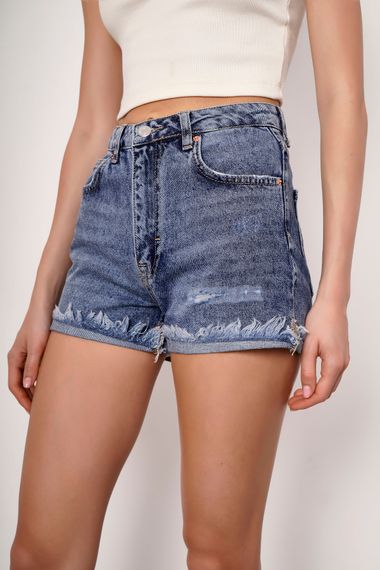 Women's Snow Denim Color Mini Length Straight Fit Denim Shorts - photo 4