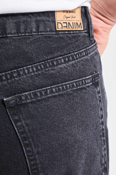 Erkek Siyah Renk Straight Fit %100 Koton Denim - fotoğraf 3