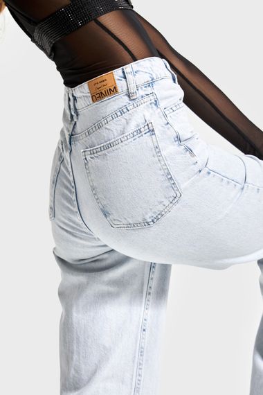 Kadın 2s4 Kot Rengi Cep Detaylı Straight Fit %100 Koton Denim - fotoğraf 3