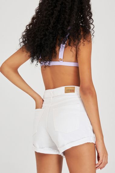 Жіночі білі шорти з високою талією, 100% бавовна, розмір 42, стандартна довжина для всіх розмірів - фото 5