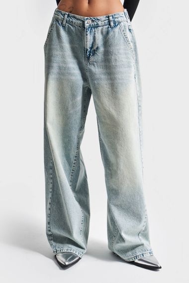 Kadın Tint Kot Rengi Skater Balon Fit Orta Bel Denim - fotoğraf 3