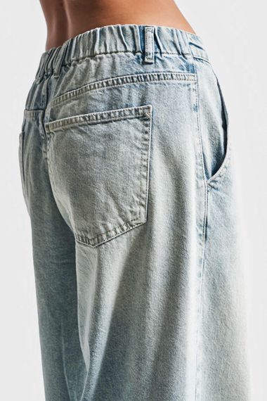Kadın Tint Kot Rengi Skater Balon Fit Orta Bel Denim - fotoğraf 5