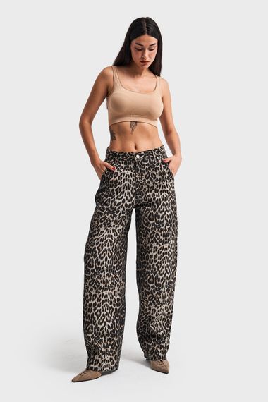 Скейт-фіт штани для жінок з оригінальним леопардовим принтом з 100% бавовни - фото 2