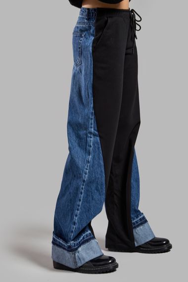 Жіночі джинси кольору деніму 2w45, вільного крою, двочастинний дизайн, стандартна довжина, котоновий матеріал - фото 1