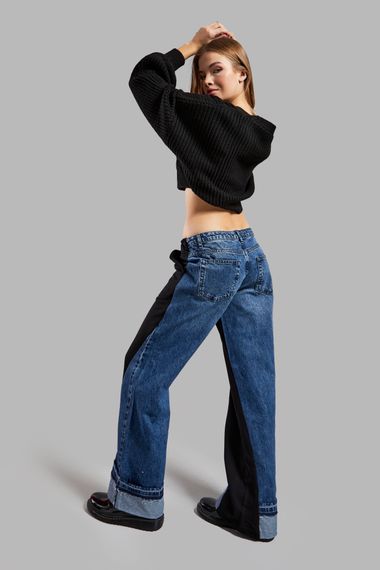 Жіночі джинси кольору деніму 2w45, вільного крою, двочастинний дизайн, стандартна довжина, котоновий матеріал - фото 3