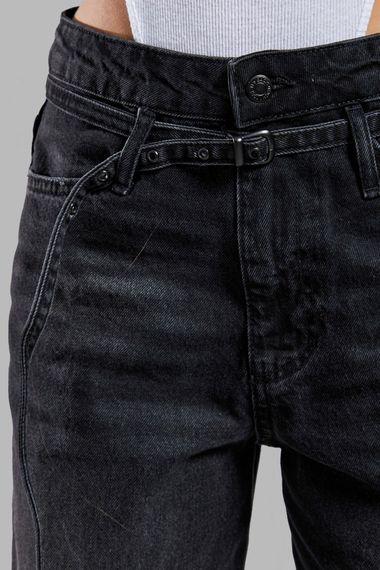 Kadın Koyu Füme Renk 2w41 Taılored Fit Kemerli %100 Koton Denim - photo 2