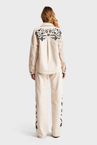 Kadın Raw Renk 7S569 Nakışlı Tasarım Oversize Denim Ceket - fotoğraf 5