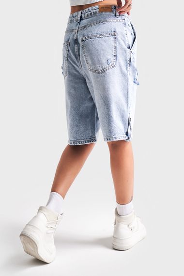 Kadın Snow Kot Rengi 12S5-3 Diz Boyu %100 Koton Bol Kesim Denim Şort - фото 3