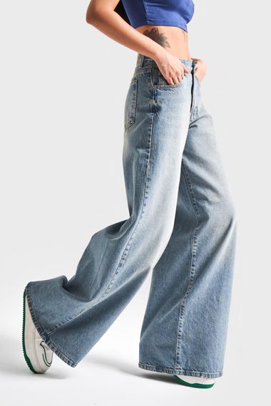 Kadın T.Kot Rengi 2S5-32 Palazzo Fit %100 Koton Orta Bel Denim Jean - фото 3