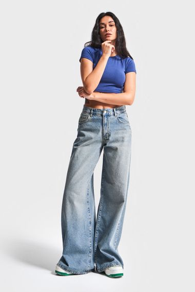 Kadın T.Kot Rengi 2S5-32 Palazzo Fit %100 Koton Orta Bel Denim Jean - фото 2