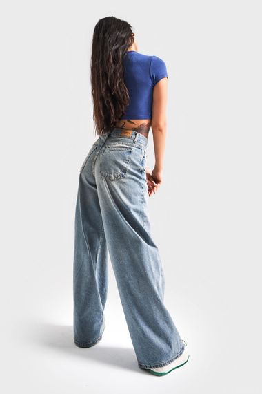 Kadın T.Kot Rengi 2S5-32 Palazzo Fit %100 Koton Orta Bel Denim Jean - фото 5