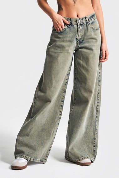 Kadın S.Kot Rengi 5S4 Palazzo Fit %100 Koton Orta Bel Denim Jean - фото 1