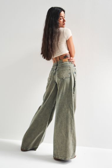 Kadın S.Kot Rengi 5S4 Palazzo Fit %100 Koton Orta Bel Denim Jean - фото 3