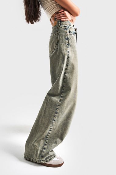 Kadın S.Kot Rengi 5S4 Palazzo Fit %100 Koton Orta Bel Denim Jean - фото 5