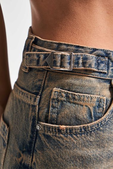 Kadın T.Kot Rengi 10S5-95 Baggy Fit İç Boy 83cm %100 Koton Orta Bel Denim Jean - صورة 3