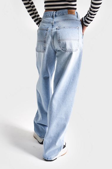 Kadın Ice Rengi 2S5-3 Skater Fit %100 Koton Orta Bel Bol Kesim İç Boy 80cm Denim Jean - фото 3