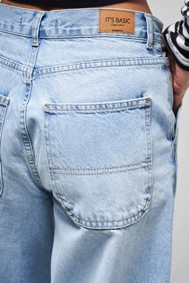Kadın Ice Rengi 2S5-3 Skater Fit %100 Koton Orta Bel Bol Kesim İç Boy 80cm Denim Jean - фото 4