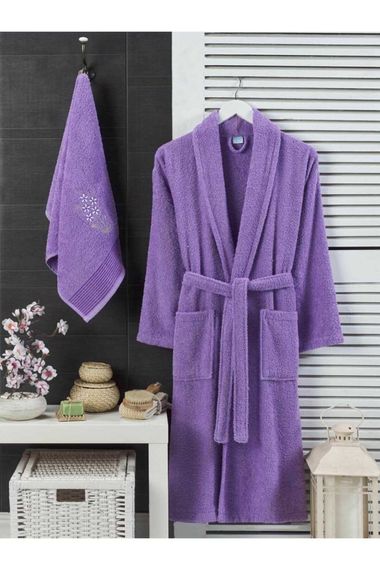 Women's Bathrobe Set with Towel Shalyaka 100% Cotton