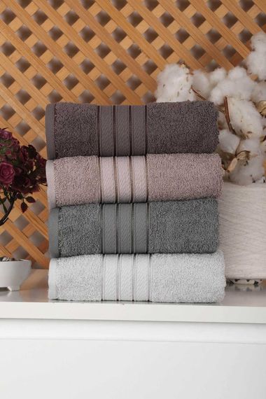 Set of 4 Hand and Face Colored Towels 100% Cotton 50x90 Cm Assos-3