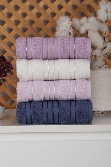 Set of 4 Hand and Face Colored Towels 100% Cotton 50x90 Cm Belt-3