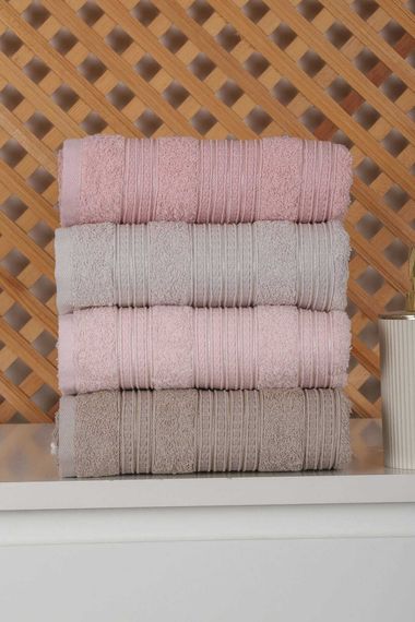 Set of 4 Hand and Face Colored Towels 100% Cotton 50x90 Cm Efes-1