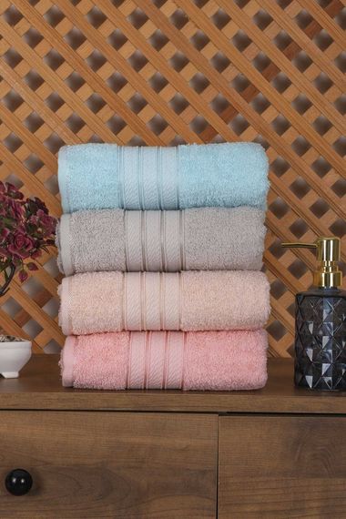 Set of 4 Hand and Face Colored Towels 100% Cotton 50x90 Cm Assos-2