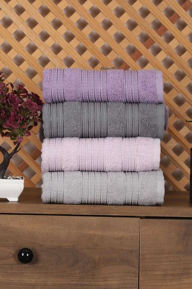 Set of 4 Hand and Face Colored Towels 100% Cotton 50x90 Cm Efes-2