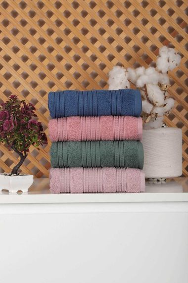 Set of 4 Hand and Face Colored Towels 100% Cotton 50x90 Cm Efes-4