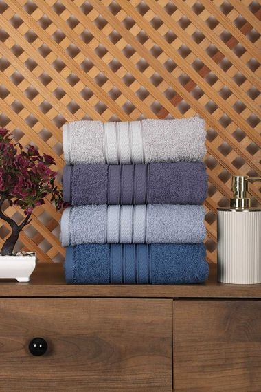Set of 4 Hand and Face Colored Towels 100% Cotton 50x90 Cm Assos-4