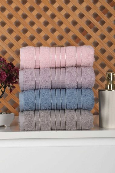 Set of 4 Hand and Face Colored Towels 100% Cotton 50x90 Cm Belt-4