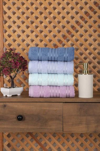 Set of 4 Hand and Face Colored Towels 100% Cotton 50x90 Cm Belt-2