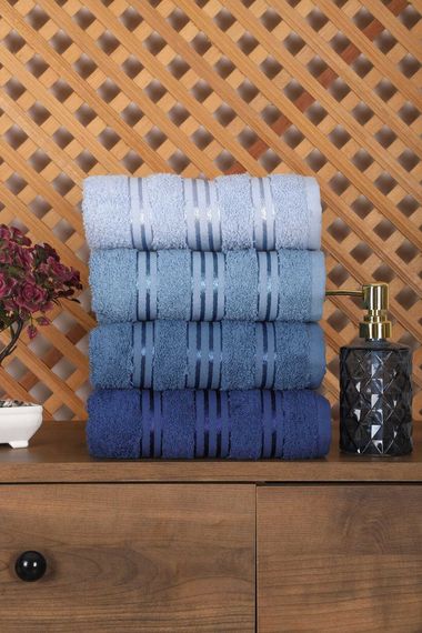 Set of 4 Hand and Face Colored Towels 100% Cotton 50x90 Cm Lidya-2
