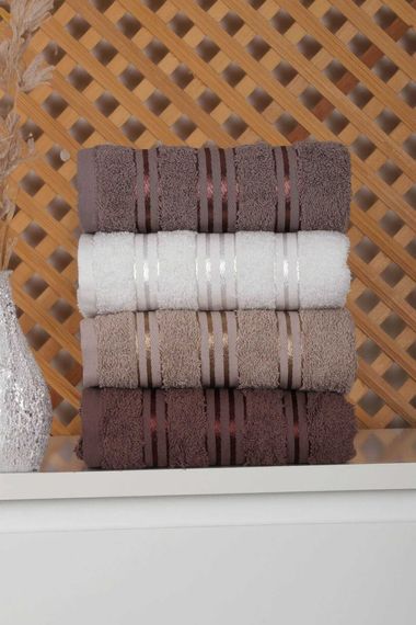 Set of 4 Hand and Face Colored Towels 100% Cotton 50x90 Cm Lidya-3