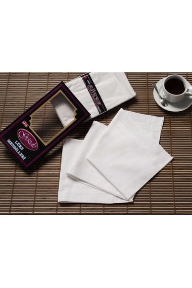 Pack of 12 Hand Pocket White Fabric Handkerchiefs with Black Box GM-White