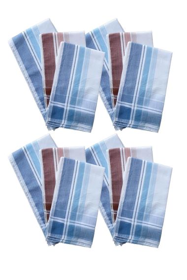 Pack of 12 Hand Pocket Collar Fabric Handkerchiefs 36x36 Cm TM01