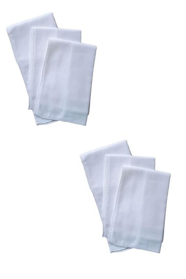 Pack of 6 Hand Pocket Collar Fabric Handkerchiefs 36x36 Cm TM White