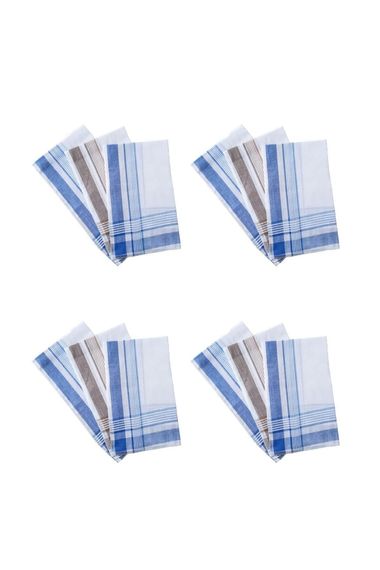 Pack of 12 Hand Pocket White Fabric Handkerchiefs 39x39 cm Cotton YM 01