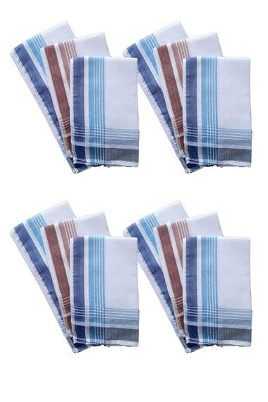 Pack of 12 Hand Pocket Collar Fabric Handkerchiefs 36x36 Cm TM04