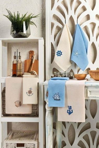 6 Pieces Kitchen Drying Cloth 30 X 50 Cm Marine