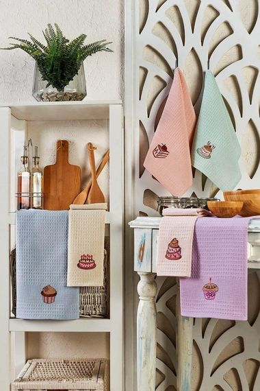 6 Pieces Kitchen Tea Towel 30 X 50 Cm Cake