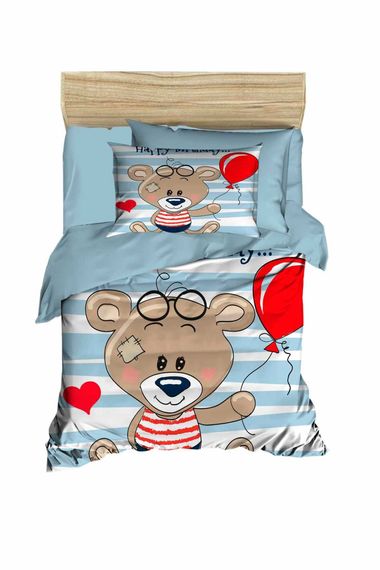 Newborn Baby Boy Duvet Cover Set 100% Cotton Bear Baloon