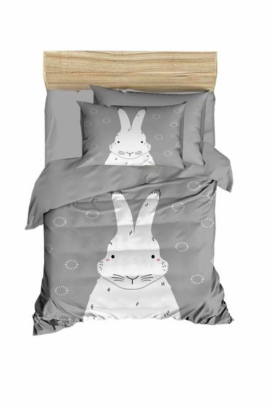 Newborn Girl / Boy Unisex Baby Duvet Cover Set 100% Cotton Gray Rabbit