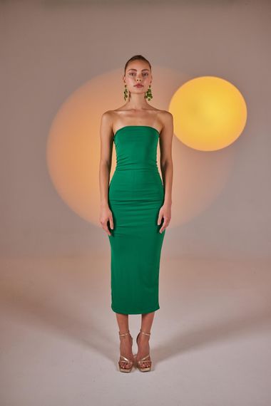 Bodycon Elbise Yeşil - fotoğraf 4