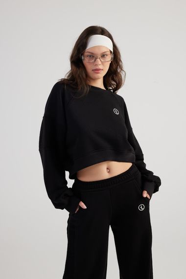 СвSweatshirt Holly Lolly Cali черного цвета, размер XS, без покроя, с логотипом, стильный кроп и 3-ниточный материал - фото 2