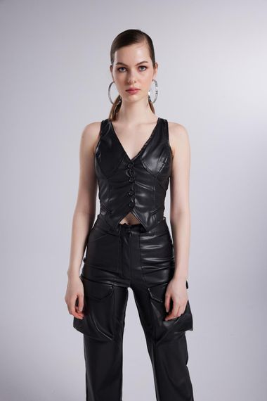 Hera Leather Vest Black - photo 2