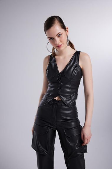 Hera Leather Vest Black - photo 1