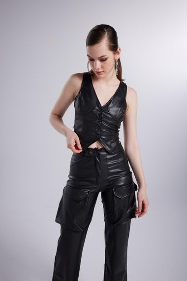 Hera Leather Vest Black - photo 4